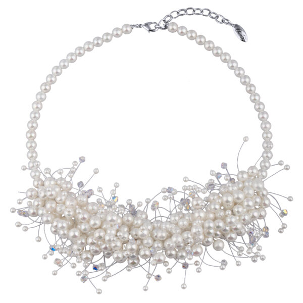 Колье (Майорка белая 6мм; покрытие родий) 40-45см