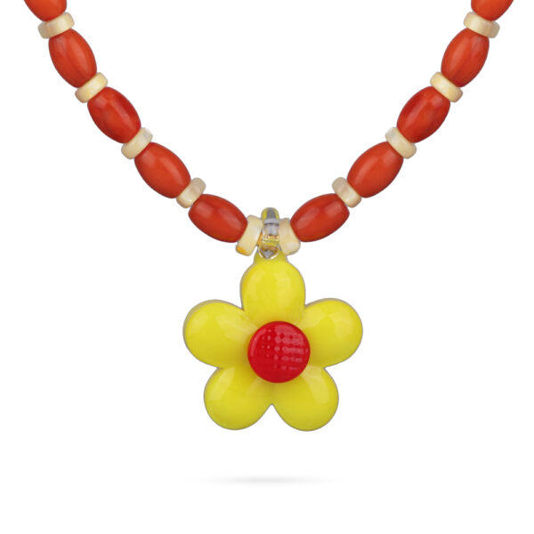 Колье Букет (коралл, перламурт, муранское стекло желтое; покрытие золото)