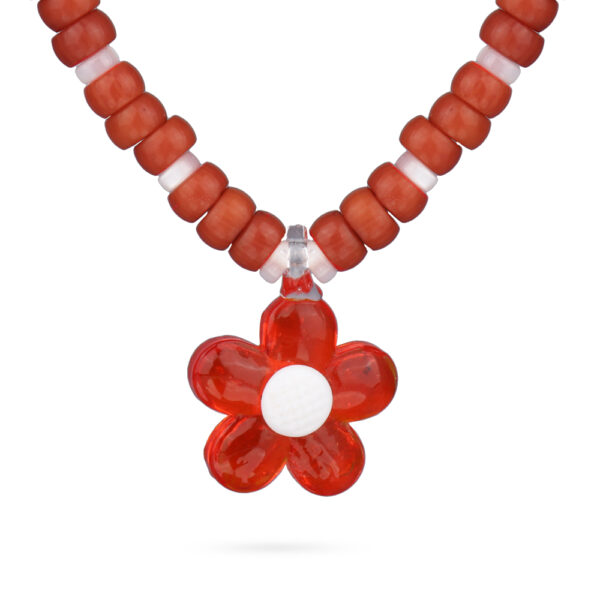 Колье Букет (коралл, перламурт, муранское стекло красное; покрытие золото)