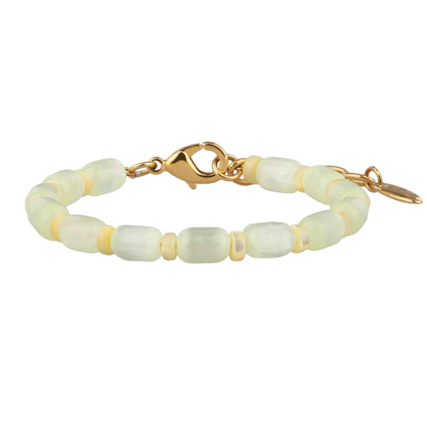 Браслет Букет (улексит сливочное масло, перламурт; покрытие золото) 17-21см