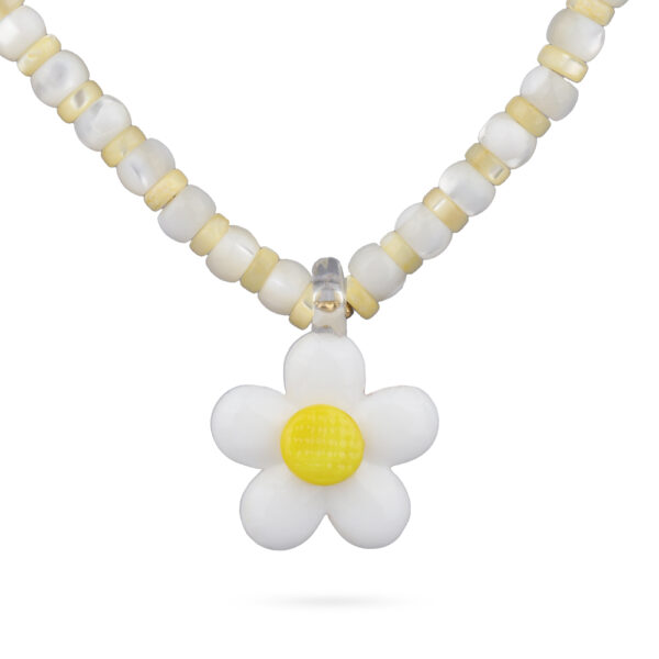 Колье Букет (перламурт, муранское стекло белое, желтое; покрытие золото)