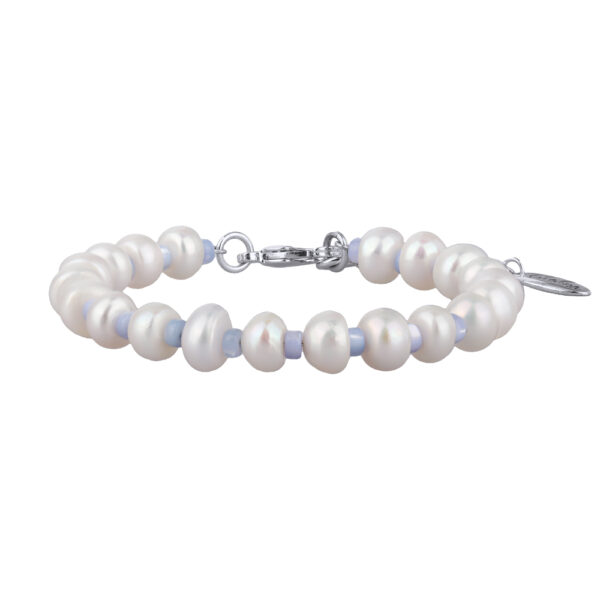Браслет Букет (жемчуг белый; покрытие родий) 17-21см