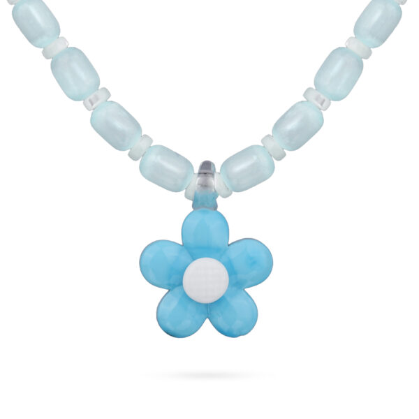 Колье Букет (улексит аквамарин, муранское стекло голубое; покрытие родий)