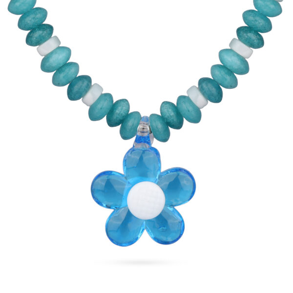 Колье Букет (кварц изумруд, муранское стекло синие; покрытие родий) 42-48см