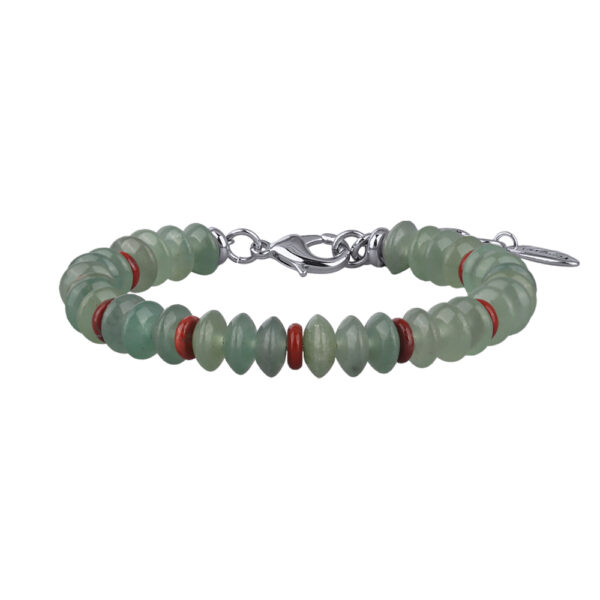 Браслет Букет (авантюрин зеленый; покрытие родий) 17-21см