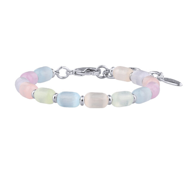 Браслет Букет (улексит карамель микс; покрытие родий) 17-21см