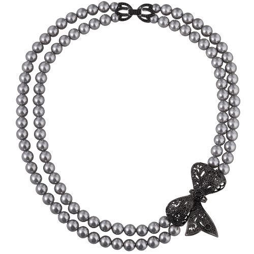 Колье (Майорка темно- серая, фианит черный; черный родий) 45см