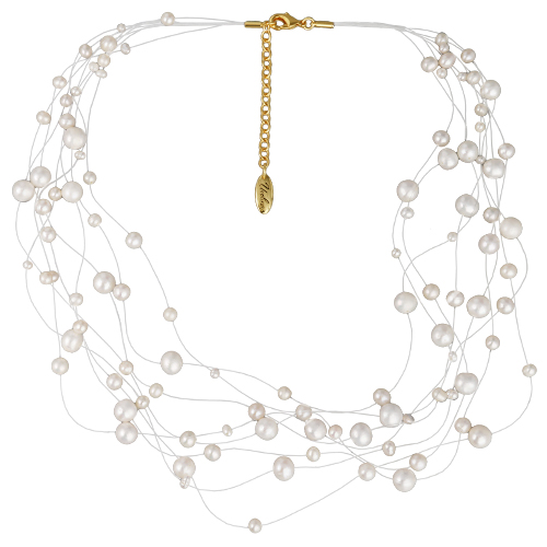 Колье Нежность (жемчуг белый 4-7мм; покрытие золото) 42-47cм