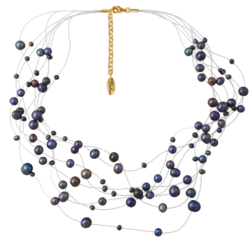 Колье Нежность (жемчуг бензиновый 4-7мм; покрытие золото) 42-47см