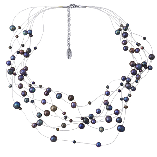 Колье Нежность (жемчуг бензиновый 4-7мм; покрытие родий) 42-47cм