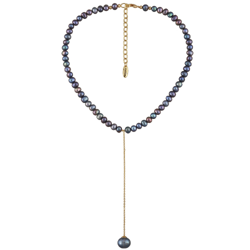 Колье (жемчуг бензиновый 5-9мм; покрытие золото) 38-45см