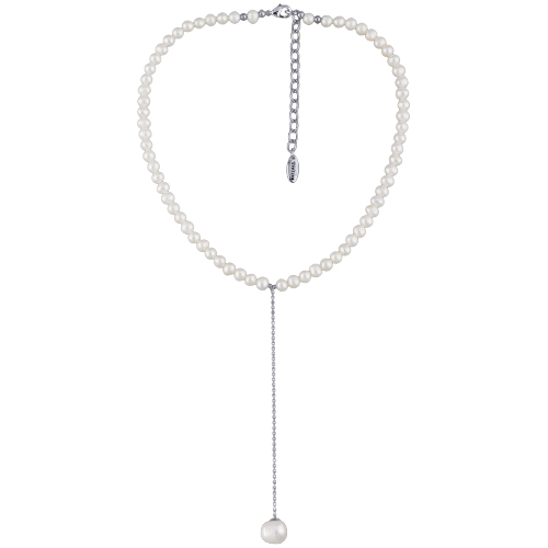 Колье (жемчуг белый 5-9мм; покрытие родий) 38-45см