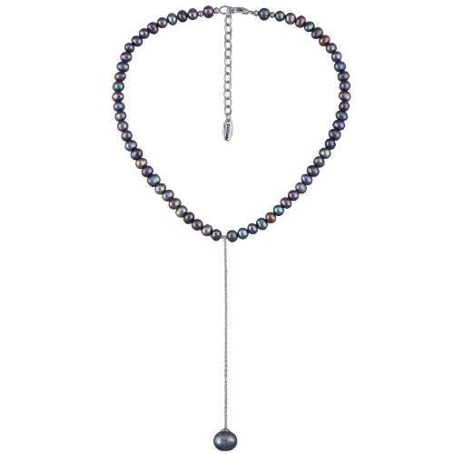 Колье (жемчуг бензиновый 5-9мм; покрытие родий) 38-45см