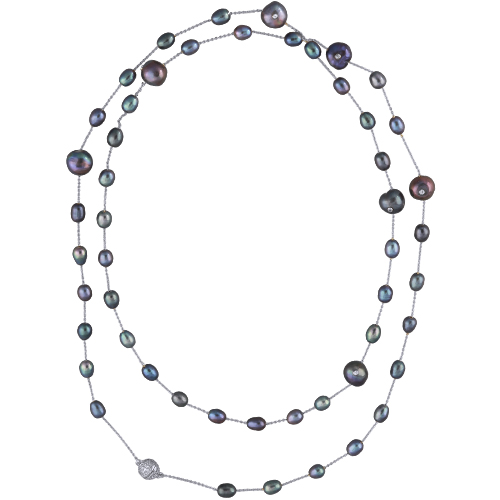 Колье (жемчуг бензиновый 6-10мм; покрытие родий) 95см