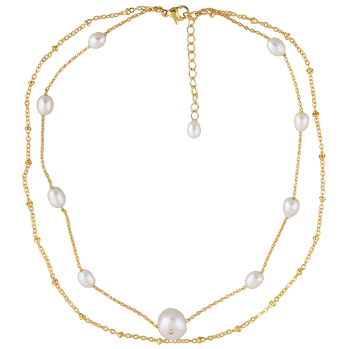 Колье (жемчуг 7-11мм белый; покрытие золото0 36-40см