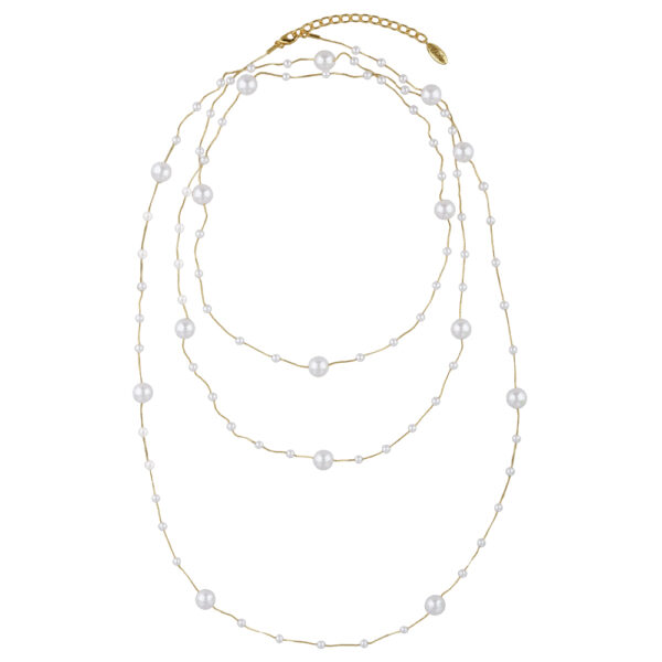 Колье Просекко (Майорка 5-10мм белая; покрытие золото) 185-190см