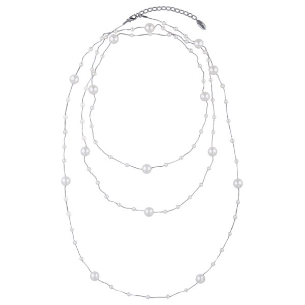 Колье Просекко (Майорка 5-10мм белая; покрытие родий) 185-190см