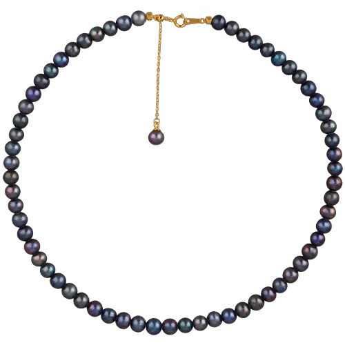 Колье (жемчуг сине-фиолетовый 6-7мм; покрытие золото) 37-43см