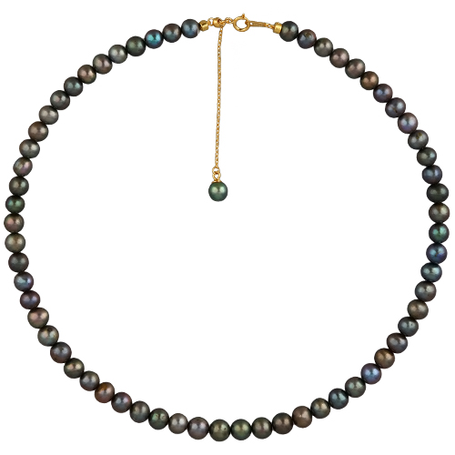 Колье (жемчуг серо-зеленый 6-7мм; покрытие золото) 37-43см