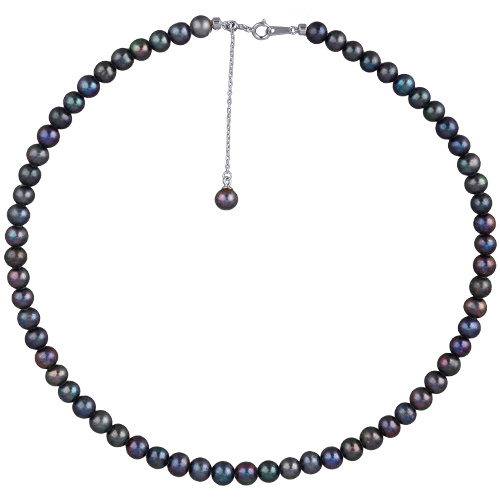 Колье (жемчуг сине-фиолетовый 6-7мм; покрытие родий) 37-43см