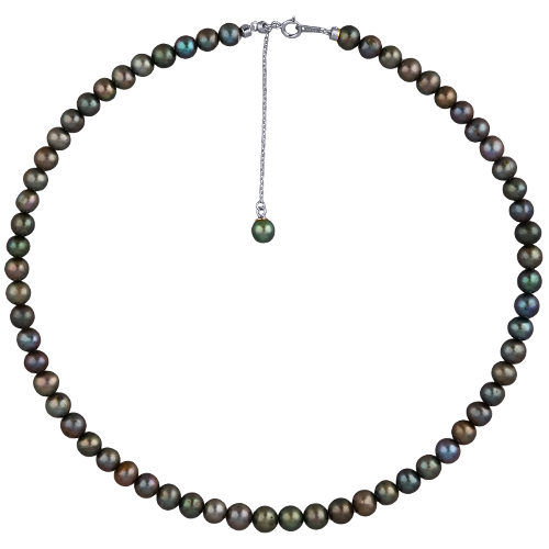 Колье (жемчуг серо-зеленый 6-7мм; покрытие родий) 37-43см