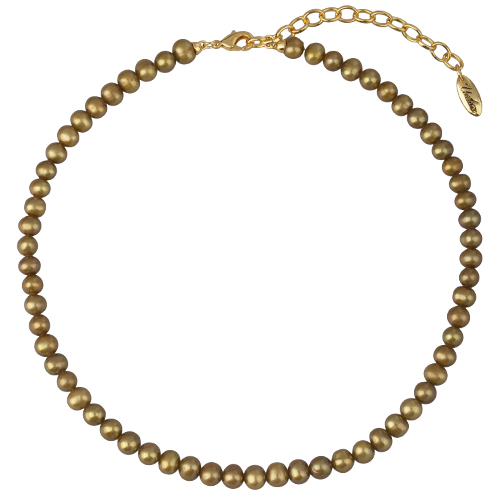 Колье (жемчуг золотистый 5-6мм; покрытие золото) 38-45см