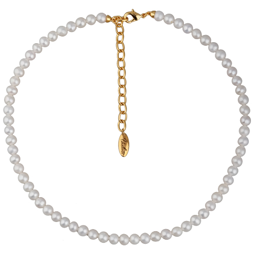 Колье (жемчуг белый 5-6мм; покрытие золото) 38-45см