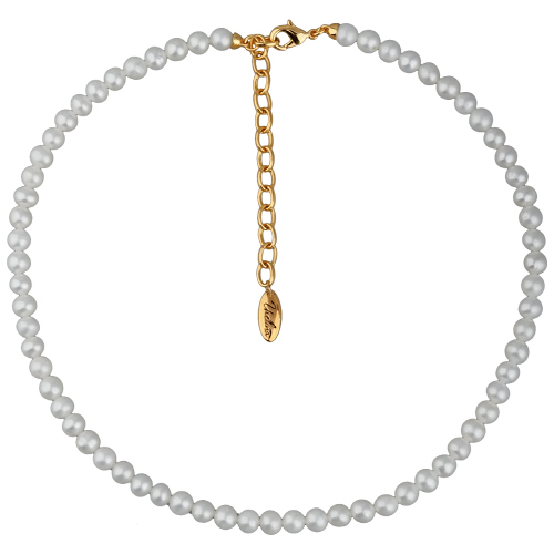 Колье (жемчуг серый 5-6мм; покрытие золото) 38-45см