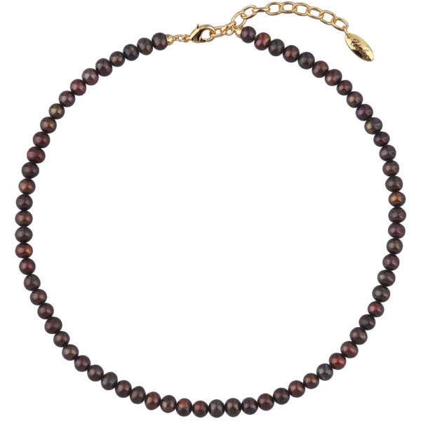 Колье (жемчуг шоколадный 5-6мм; покрытие золото) 38-45см