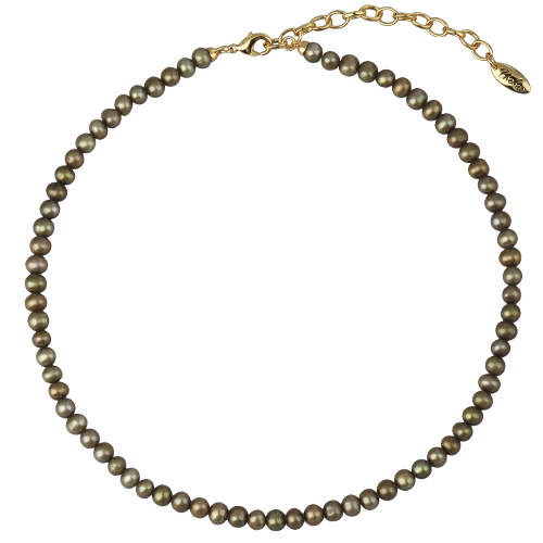 Колье (жемчуг оливковый 5мм; покрытие золото) 38-45см