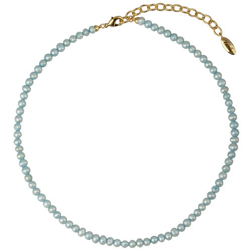 Колье (жемчуг голубой 5мм; покрытие золото) 38-45см