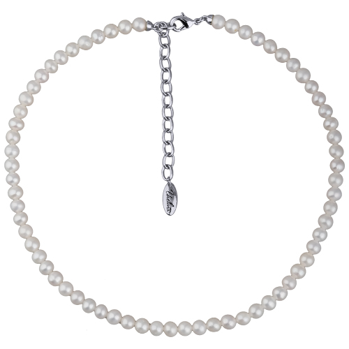 Колье (жемчуг белый 5-6мм; покрытие родий) 38-45см