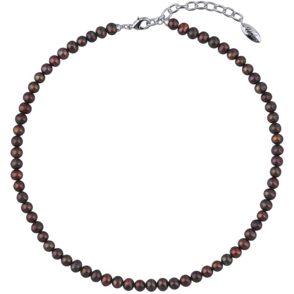 Колье (жемчуг шоколадный 5-6мм; покрытие родий) 38-45см