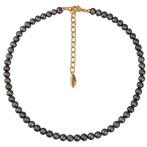 Колье (жемчуг серо-зеленый 6-7мм; покрытие золото) 37-43см