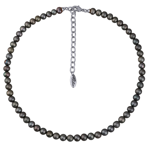 Колье (жемчуг серо-зеленый 6-7мм; покрытие родий) 37-43см