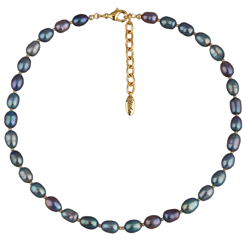 Колье (жемчуг бензиновый 6мм; покрытие золото) 44-49см