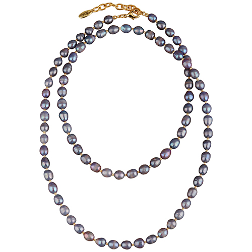 Колье (жемчуг бензиновый 6мм; покрытие золото) 92-97см