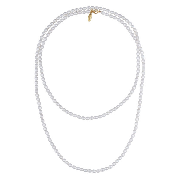 Колье (жемчуг белый 5-7мм; покрытие золото 120см)