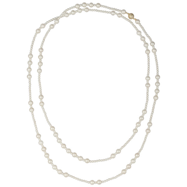 Колье (Майорка белая 6-10мм; покрытие золото) 155см