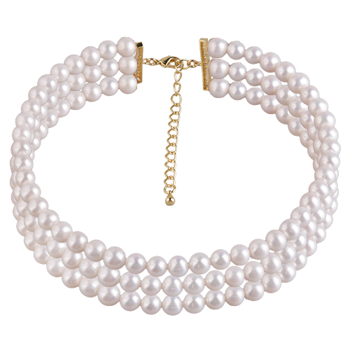 Колье (жемчуг белый 10мм; покрытие золото) 40-48см