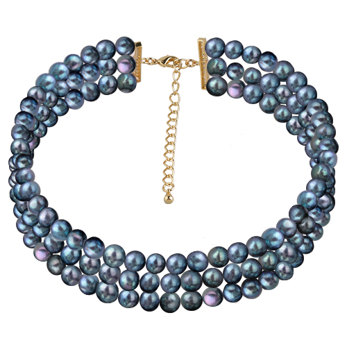 Колье (жемчуг бензиновый 10мм; покрытие золото) 40-48см