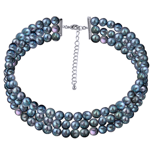 Колье (жемчуг бензиновый 10мм; покрытие родий) 40-48см