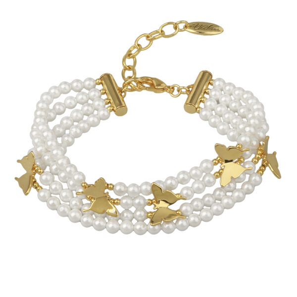 Браслет Нимфа (Майорка 4мм белая; покрытие золото) 18-22см