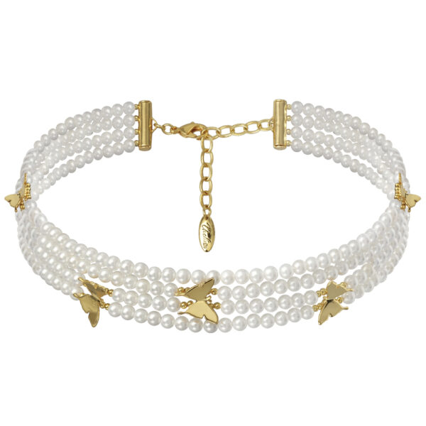 Колье-чокер Нимфа (Майорка 4мм белая; покрытие золото) 36-42см