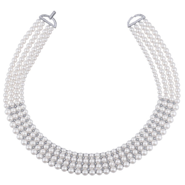 Колье (Майорка 5-7мм белая; покрытие родий) 42см