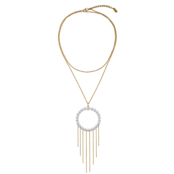 Колье (Майорка белая; покрытие золото 95см)