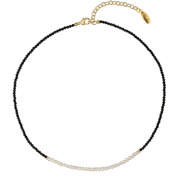 Колье (шпинель, жемчуг белый; покрытие золото) 40-45см