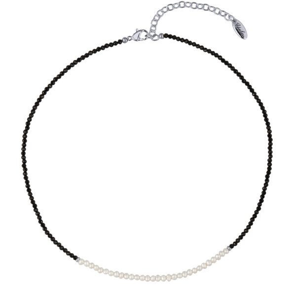 Колье (шпинель, жемчуг белый; покрытие родий) 40-45см