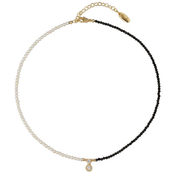 Колье (шпинель, жемчуг белый, кристаллы; покрытие золото ) 45см