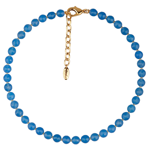 Колье Селена (агат 8мм васильковый; покрытие золото) 40-45см